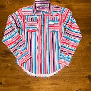Colorful Striped Cowgirl Hardware Button-Up Shirt